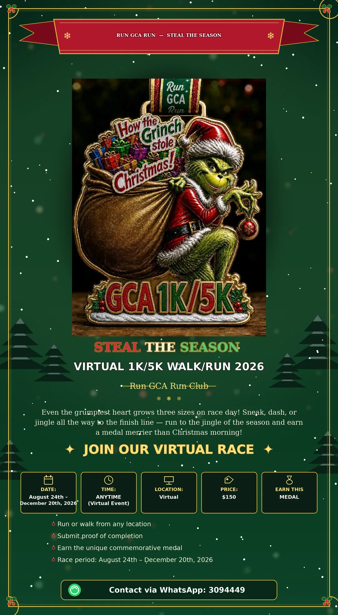 STEAL THE SEASON VIRTUAL 1K/5K event poster