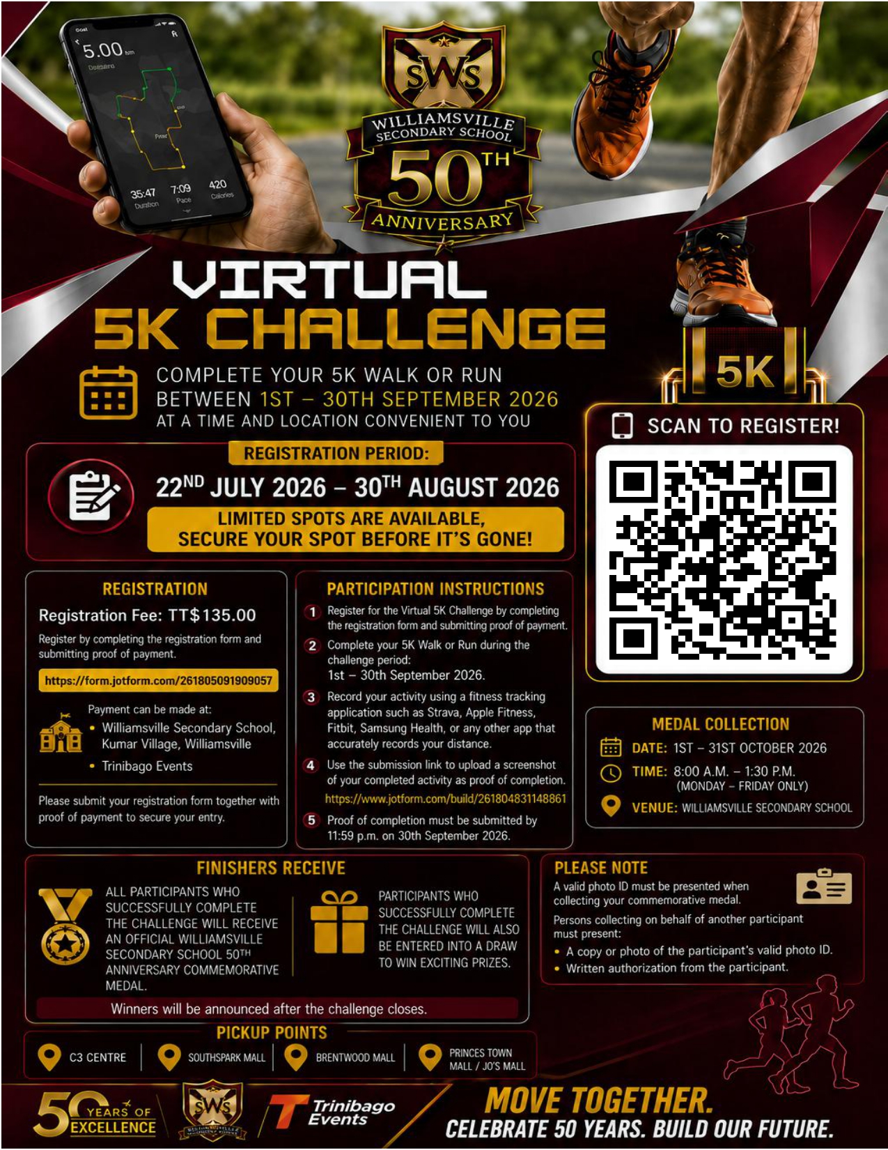 Williamsville Secondary School 50th Anniversary Virtual 5K Challenge